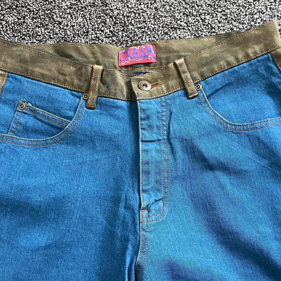 Nwt deadstock vintage flare cream brand denim and suede jeans - Picture 6 of 8